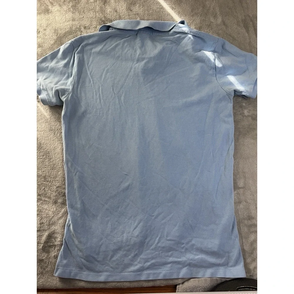 Polo Mens Shirt M Light Blue Short Sleeve Custom Fit Cotton
